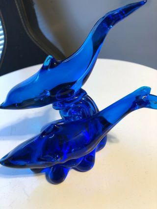 Dynasty Gallery Vinci Hand Fused Dolphins Art Glass Sculpture