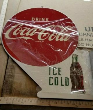 Vintage Drink Coca Cola Ice Cold Flange Metal Sign B