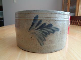 Antique Stoneware " Butter " Crock Cobalt Decorated Small Size