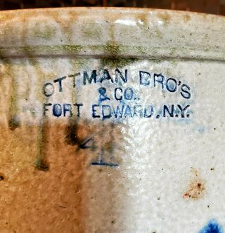 Rare Ottman Bros/Fort Edward NY Baby Chicken Pecking Corn 4gal Stoneware Crock 2