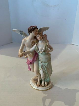 Antique Meissen porcelain Art Nouveau group of Cupid and Psyche 2