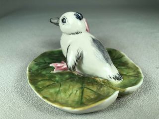 NYMPHENBURG GERMANY PORCELAIN FIGURINE OF A YOUNG DUCK ON A LILY PAD WITH FLOWER 3