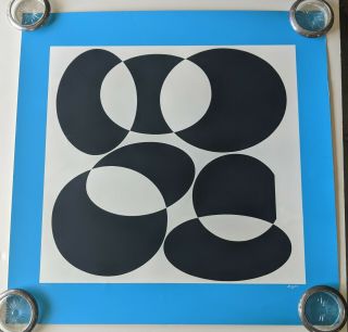 Vintage Yaacov Agam Pop Art Serigraph Bout A Bout Hand Signed Numbered Blue