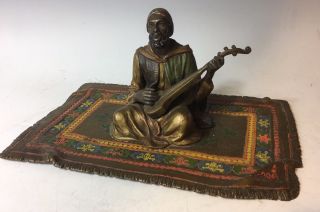 Vienna Austrian Bronze Turk Or Arab Musician On Rug Franz Bergman Style