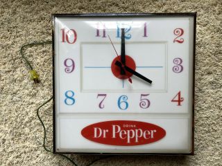 Vintage Pam Clock Dr.  Pepper Light Up Glass Bubble Face