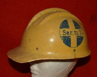 Vintage Santa Fe Railroad Fiberglass E.  D.  Bullard 502 Hard Boil Hard Yellow Hat