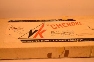 Vintage Vk The Cherokee Rc Model Airplane 65 " Ws Balsa Wood Kit 1965 1.  4