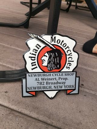c.  1950s Vintage Indian Motorcycles Sign Newburgh NY Ingram Richardson 2