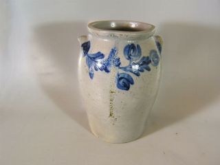 Blue Decorated Stoneware 1 & 1/2 Gal.  Crock 1800 