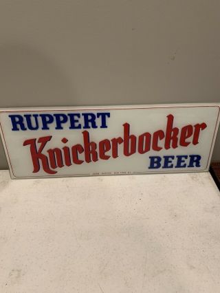 Vtg Ruppert Knickerbocker Beer Glass Bar Sign Mancave York 23wx8 - 1/2l