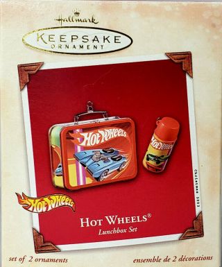 Hallmark Keepsake Ornament 2003 Hot Wheels Lunch Box Set Of 2 Ornaments