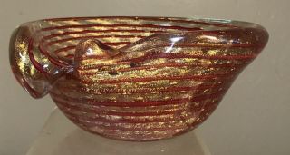 Vintage Murano Glass Bowl Barovier Toso Large Size Scissor Cut Rim