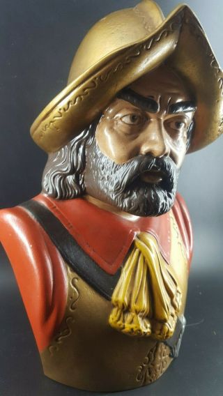Vintage Statue Spanish Conquistador Pirate Bust Hobbyist Piece 1974