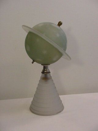 Vintage Reverse Painted Glass Art Deco Style Planet Saturn Lamp - - NEEDS WIRING 2