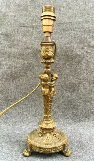 Antique French Napoleon Iii Lamp Made Of Bronze 19th Century Numbered Angels