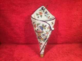 Vase Antique Wall Pocket Vase French Faience Hand Painted Vase c.  1800 ' s 2
