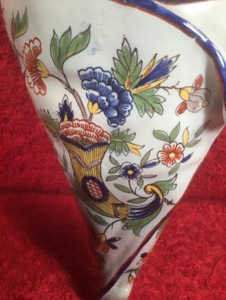Vase Antique Wall Pocket Vase French Faience Hand Painted Vase c.  1800 ' s 3