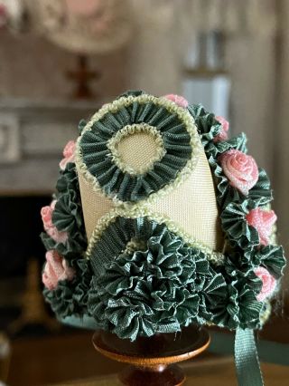 Vintage Miniature Dollhouse Artisan Silk Victorian Ladies Hat & Stand