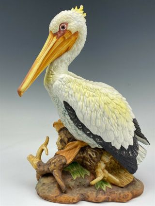 Andrea Sadek Hand Painted Bisque Porcelain White Pelican Sea Bird Figurine Sas