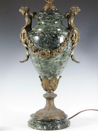 Best Quality French Marble And Gilt Bronze Cherub Mounted Lamp