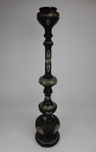 Antique Japanese Bronze And Cloisonne Floor Lamp Dragons Circa 1880.  61 Inches