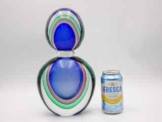 Luigi Onesto Italian Murano Glass Sommerso 3 - Color Large 12 1/2 " Perfume Bottle