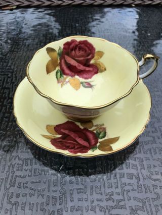 Vintage Paragon Bone China Tea Cup & Saucer Yellow Gold Rose