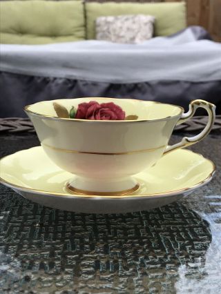 Vintage Paragon Bone China Tea Cup & Saucer Yellow Gold Rose 2