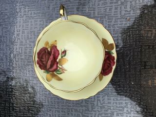Vintage Paragon Bone China Tea Cup & Saucer Yellow Gold Rose 3