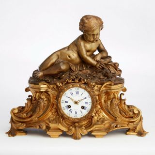 Raingo Freres,  Paris Napoleon Iii French Gilt Bronze Mantel Clock 19th C Ormolu