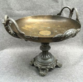 Big Antique French 19th Century Cup Bowl Trophy Bronze And Regule Sport Glory