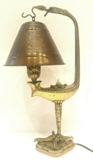 Antique & Rare Gotich Gargoyle Monster Bronze Lamp All Electrified