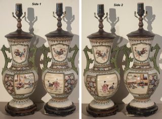 Japanese Finely Detailed Beautifully Preserved Antique - Vases Or Lamps