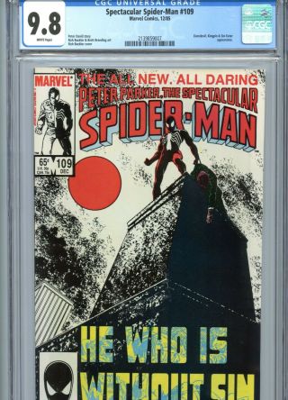 Spectacular Spider - Man 109 Cgc 9.  8 White Pages Marvel Comics 1985