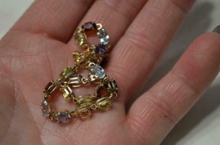 Vintage 10k Solid Gold Multi Gemstone Garnet Aquamarine Citrine Peridot Bracelet