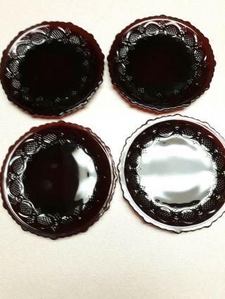 Set Of 4 Vintage Avon Ruby Red 1876 Cape Cod Bread & Butter Plates