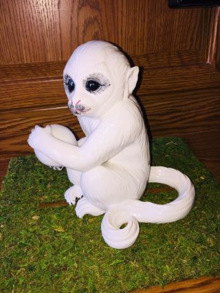 White Italian Porcelain Ceramic Capuchin Monkeys Holding Ball Elvis Presley