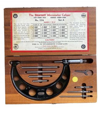 Vintage Starrett Micrometer Caliper No.  224 Set A 2 " To 6 "