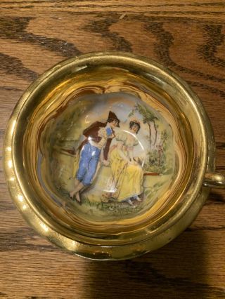 RARE OSBORNE 22k GOLD TAPESTRY BONE CHINA CUP AND SAUCER Hand Painted 2