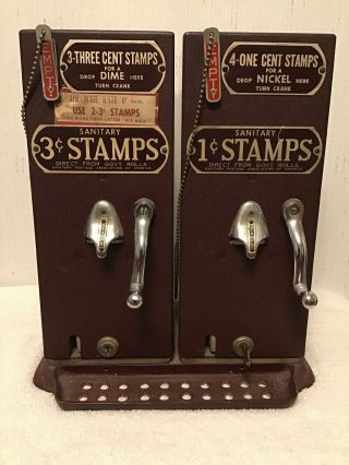Vintage Schermack Countertop 3 And 1 Cent Stamp Machine With Rolls Of Stamps