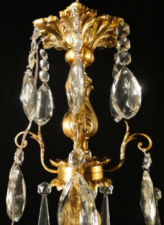 Antique French empire style solid bronze and crystal chandelier (1285) 2