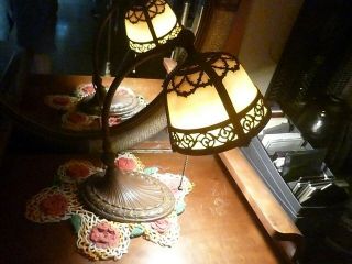 Intact Antique 1900 ' s Miller Slag Glass Gooseneck Desk Lamp Flawless 3