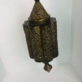 Moroccan Style Vintage Antique Brass Swag Hanging Lamp Light Fixture Bohemian