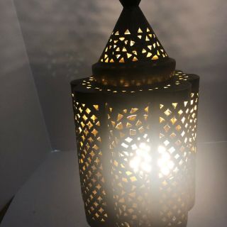 Moroccan Style vintage Antique Brass Swag Hanging Lamp Light Fixture bohemian 3