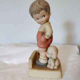 Enesco Memories Of Yesterday Large 9 " Vintage Figurine Thank God For Fido 529753