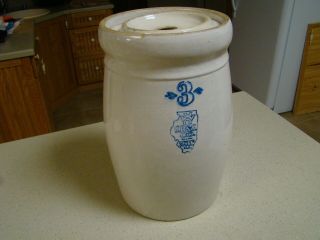 Scarce 3 Gallon White Hall Ill.  S P & S Butter Churn Stoneware Crock Rare