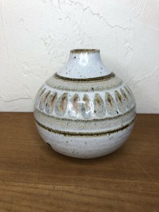 Vtg Signed Robert Maxwell Midcentury Modern Stoneware Pottery Vase