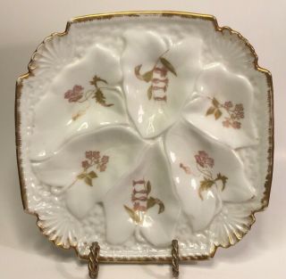 Rare Well Design Antique French Porcelain Oyster Plate Marks C.  1880