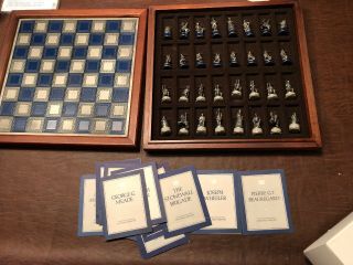 Vintage Franklin Civil War Chess Set Complete With Board And Papers