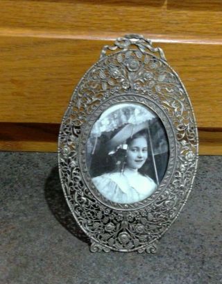 Vintage Flower Filigree Small Oval Photo Frame 6 X 4 "